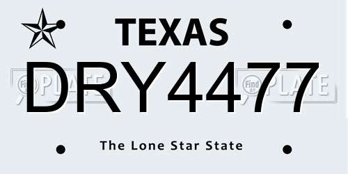 DRY4477 Texas License Plate