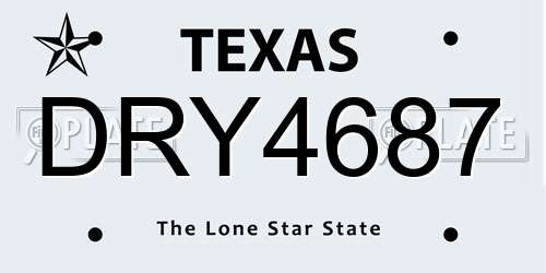 DRY4687 Texas License Plate