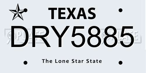 DRY5885 Texas License Plate