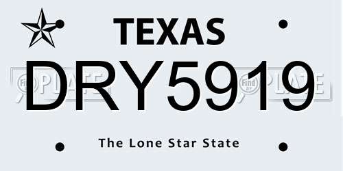 DRY5919 Texas License Plate