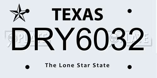 DRY6032 Texas License Plate