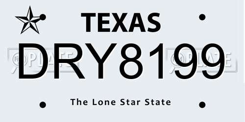 DRY8199 Texas License Plate