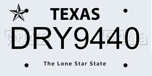 DRY9440 Texas License Plate