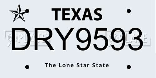 DRY9593 Texas License Plate