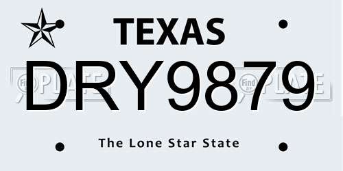 DRY9879 Texas License Plate