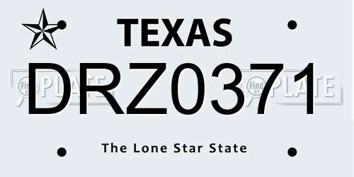 DRZ0371 Texas License Plate