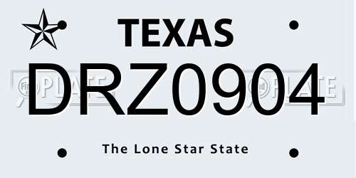 DRZ0904 Texas License Plate