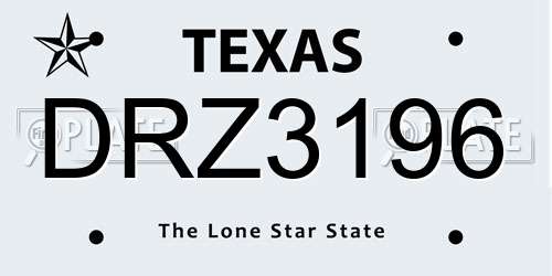 DRZ3196 Texas License Plate
