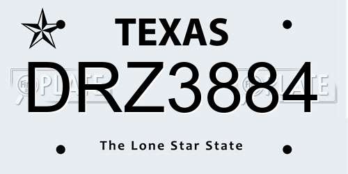 DRZ3884 Texas License Plate
