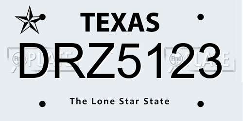 DRZ5123 Texas License Plate