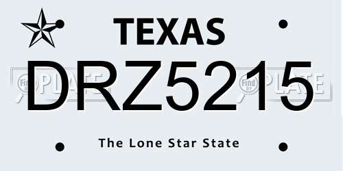 DRZ5215 Texas License Plate