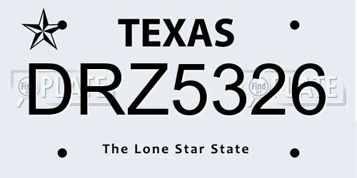 DRZ5326 Texas License Plate