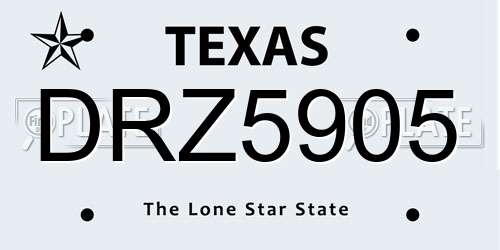 DRZ5905 Texas License Plate
