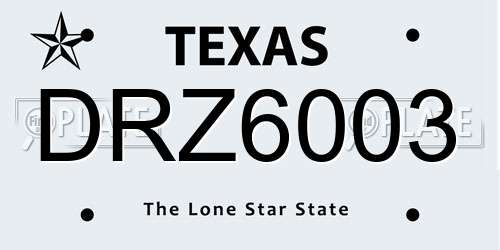 DRZ6003 Texas License Plate