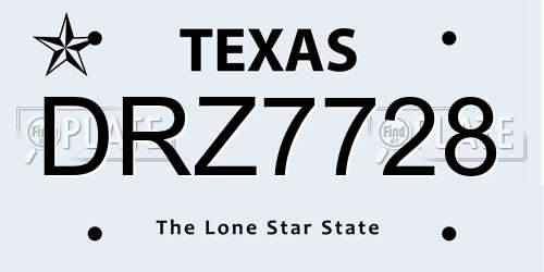 DRZ7728 Texas License Plate