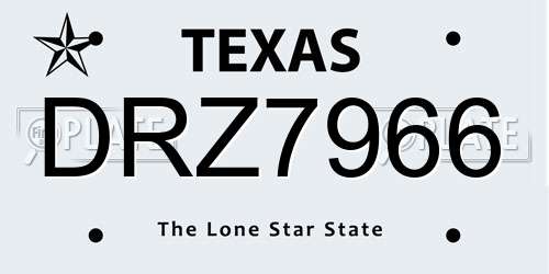 DRZ7966 Texas License Plate