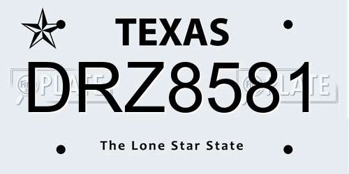 DRZ8581 Texas License Plate