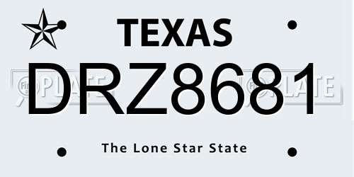 DRZ8681 Texas License Plate