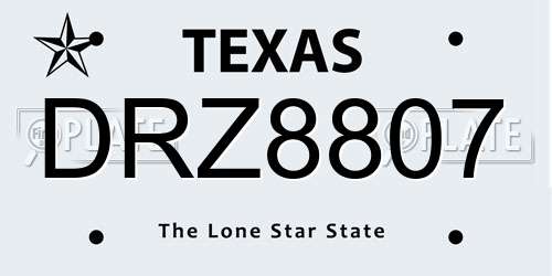 DRZ8807 Texas License Plate