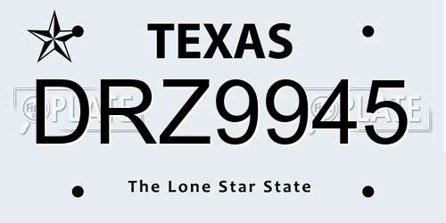 DRZ9945 Texas License Plate
