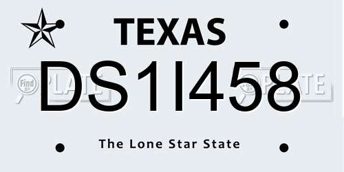 DS1I458 Texas License Plate