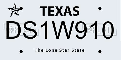 DS1W910 Texas License Plate