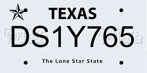 DS1Y765 Texas License Plate