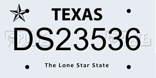 DS23536 Texas License Plate