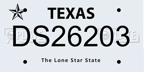 DS26203 Texas License Plate