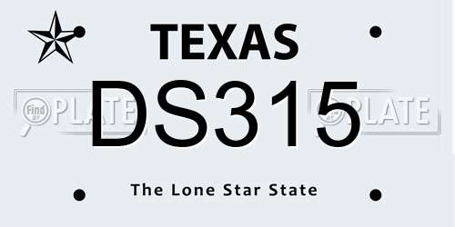 DS315 Texas License Plate