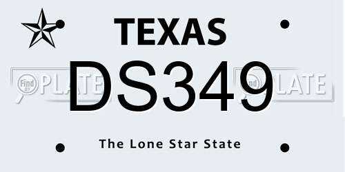 DS349 Texas License Plate
