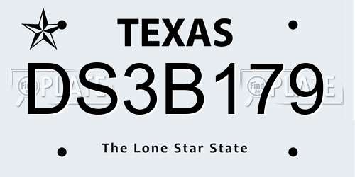 DS3B179 Texas License Plate