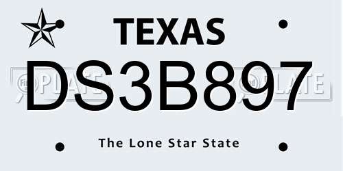 DS3B897 Texas License Plate