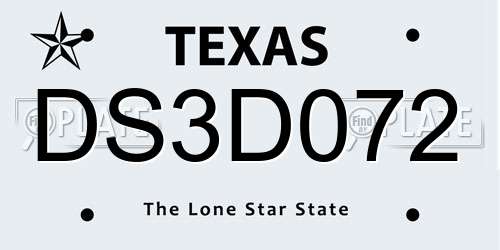 DS3D072 Texas License Plate