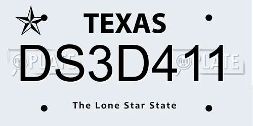 DS3D411 Texas License Plate