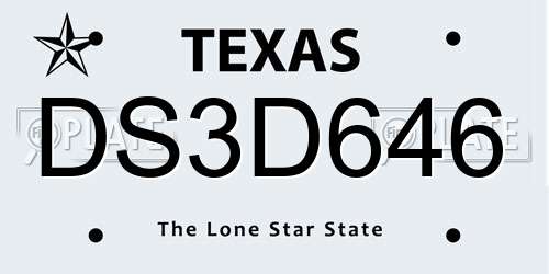DS3D646 Texas License Plate