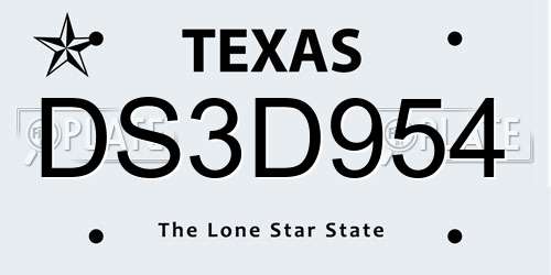 DS3D954 Texas License Plate