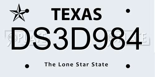 DS3D984 Texas License Plate