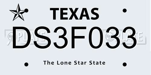 DS3F033 Texas License Plate