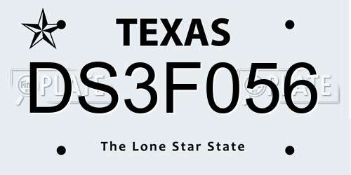 DS3F056 Texas License Plate