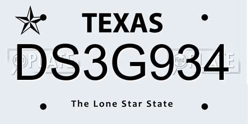 DS3G934 Texas License Plate