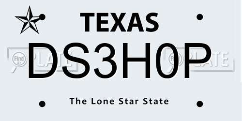 DS3H0P Texas License Plate