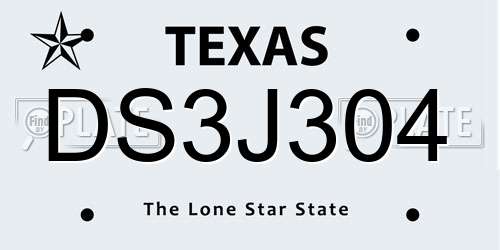 DS3J304 Texas License Plate