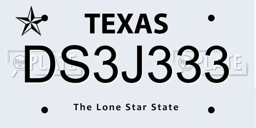 DS3J333 Texas License Plate