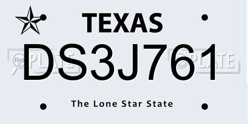 DS3J761 Texas License Plate