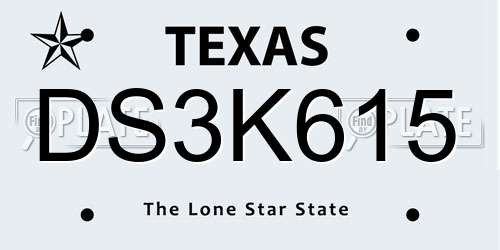 DS3K615 Texas License Plate