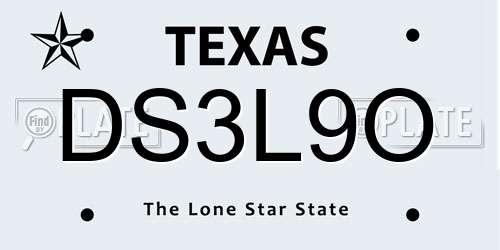 DS3L9O Texas License Plate