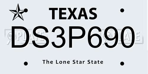 DS3P690 Texas License Plate