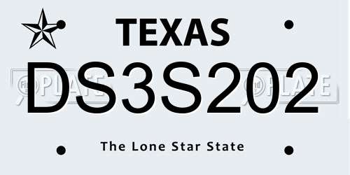 DS3S202 Texas License Plate