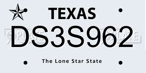 DS3S962 Texas License Plate